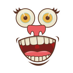 cartoon face with happy expression over white background. colorful design. vector illustration