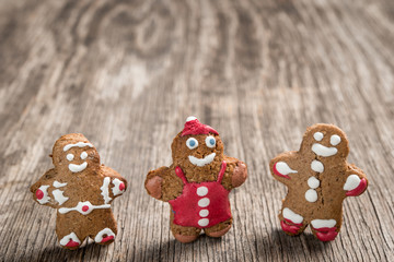 Christmas decoration on grey wooden background