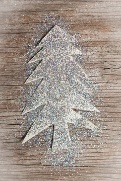 Christmas decoration on grey wooden background