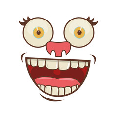 cartoon face with happy expression over white background. colorful design. vector illustration