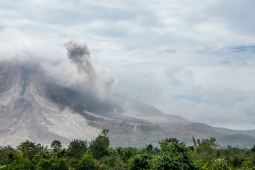 Eruption of volcano. Sinabung, Sumatra, Indonesia. 28-09-2016