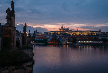 Fototapeta na wymiar Prague old town hight view from Charles Bridge
