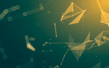 Abstract polygonal space low poly dark background, 3d rendering