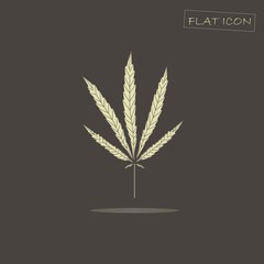 Light cannabis leaf on black, vector illustration