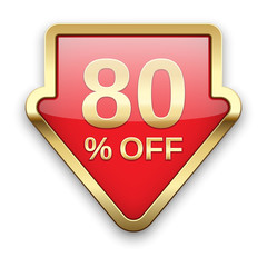 80% off golden badge, vector.