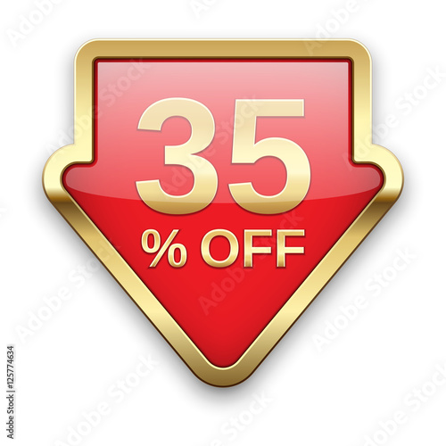&ldquo;35% off golden badge, vector.&rdquo; Stock image and royalty-free vector