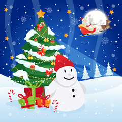 Christmas Card Illustration - Santa Midnight Trip