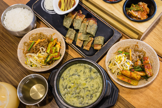  traditional Korean meal with side dishes