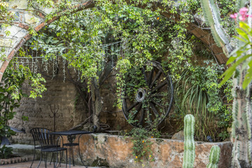 old place decorated in green areas