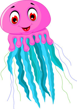 Cute jellyfish cartoon posing