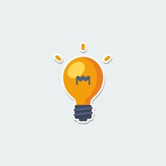 Business symbol - light bulb. Idea, inspiration innovation, invention, effective thinkin colorful single icon. Basic element for web isolated on white background vector illustration in flat design.