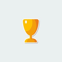 Sports symbol - gold winner cup. Champions trophy, business victory concept colorful single icon. Basic element for web isolated on white background vector illustration in flat design.