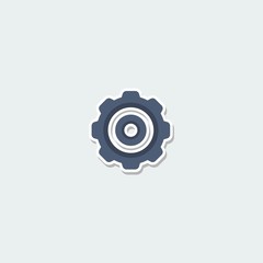 Science symbol - machine gear. Cogwheel and development, science research colorful single icon. Basic element for web isolated on white background vector illustration in flat design.