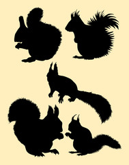 Squirrel animal gesture silhouette. Good use for symbol, logo, web icon, mascot, sign, or any design you want.