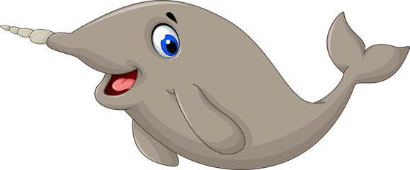 Narwhal Whale cartoon posing © jihane37