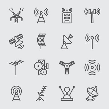 Antenna and Satellite line icon