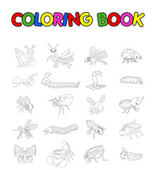 coloring book with collection of insects