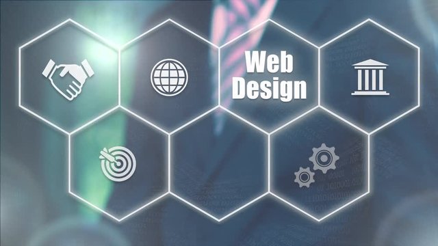 Businessman pressing a Business Web Design concept