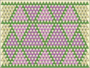 Mosaico de triângulos violetas com bordas verdes