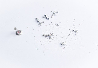 Scrap metal on white background