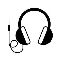 headphone audio device with cord over white background. vector illustration