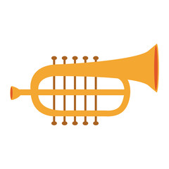 gold trumpet musical instrument icon over white background. vector illustration