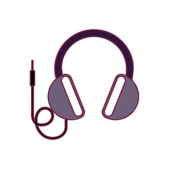 headphone audio device with cord over white background. vector illustration