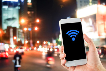 blurred abstract bokeh night busy downtown street