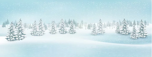 Foto op Canvas Kerst winterlandschap achtergrond. Vector. © ecco
