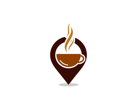 Fototapeta Coffee Pin Point Logo Design Template