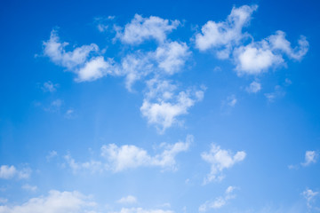 Small cloud group in clear sky background.