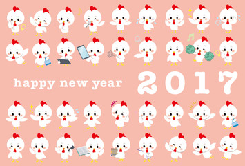 Obraz premium 2017 new year card many bird width