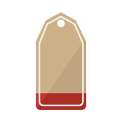 brown and red hanging tag icon over white background. vector illustration