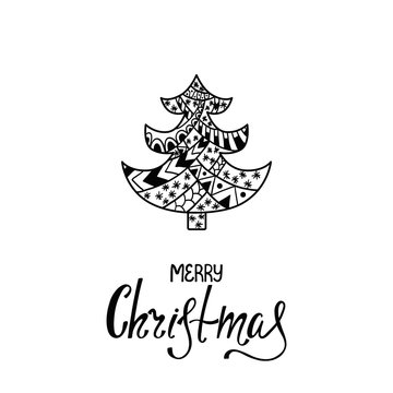 Hand written lettering with ornamental fir