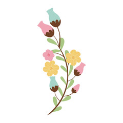 decorative colorful flowers icon over white background. vector illustration