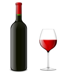 wine bottle with glass