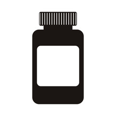 Fototapeta premium silhouette of medicine bottle container icon over white background. vector illustration