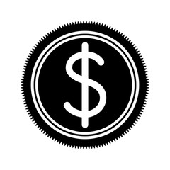 money symbol over black circle icon. isolated design. vector illustration