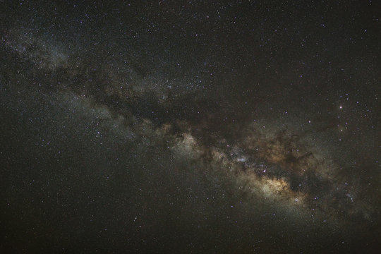 Milky Way galaxy, Long exposure photograph, with grain.High resolution