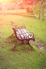 Bench in the park vertical view i shoot in thailand