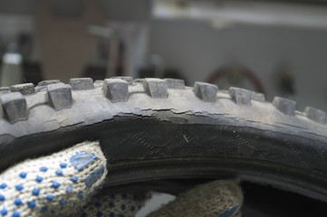 Fototapeta premium bicycle tire with cracks