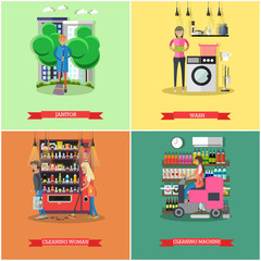 Vector set of cleaning service concept banners