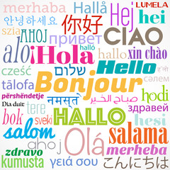 mot"bonjour",multilingue © M.studio