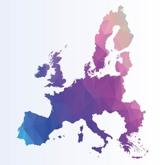 Polygonal euro map - obrazy, fototapety, plakaty