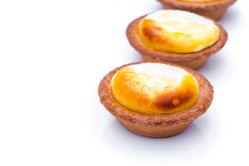 Cheese tart on white background .