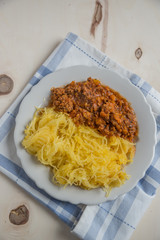 Spaghetti Kürbis mit Ragu