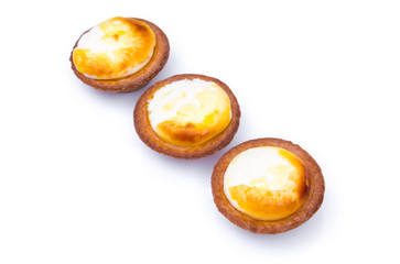 Cheese tart on white background .