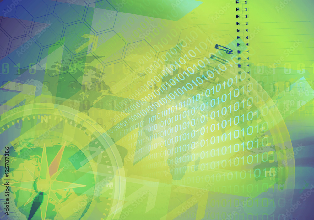 Poster binary codes on abstract blue background
