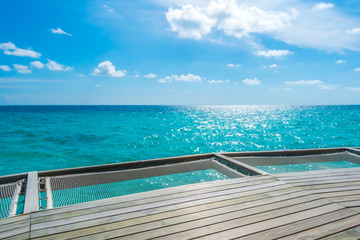 Vacation net seat in tropical Maldives island and beauty of the