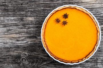 homemade delicious Fresh round bright orange homemade pumpkin pi